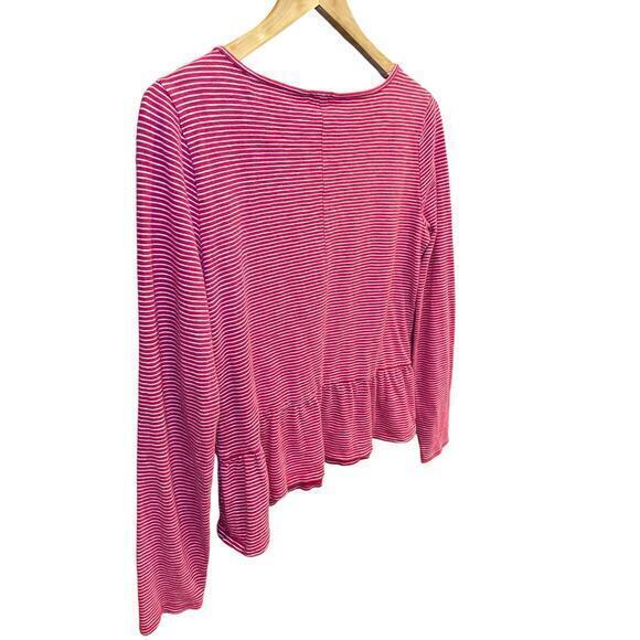 J. Crew 100% Cotton Candy Cane Red‎ & White Striped Ruffle Hem Top Blouse Small - Picture 3 of 10